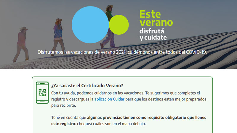 EL CERTIFICADO PARA VERANEAR EN LA PROVINCIA YA SE TRAMITA VÍA WEB